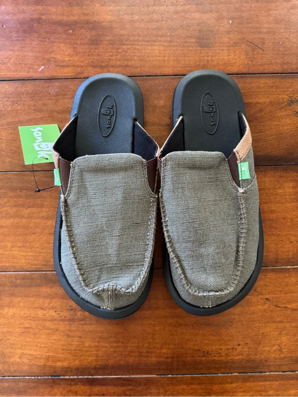 Sanuk Men's Slip-On Casual Loafers in Olive Green